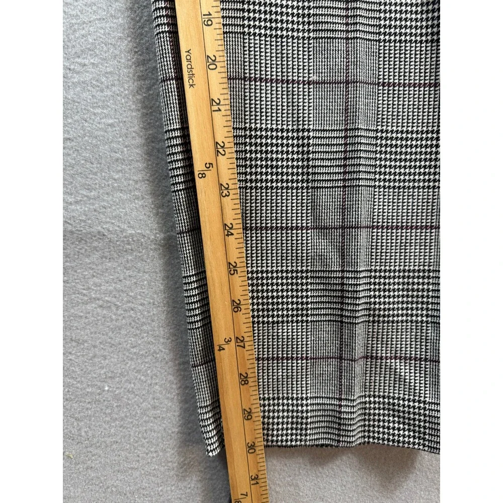 Investments Dress Pants Womens 12R Black White Plaid Glen Check Straight 34x30